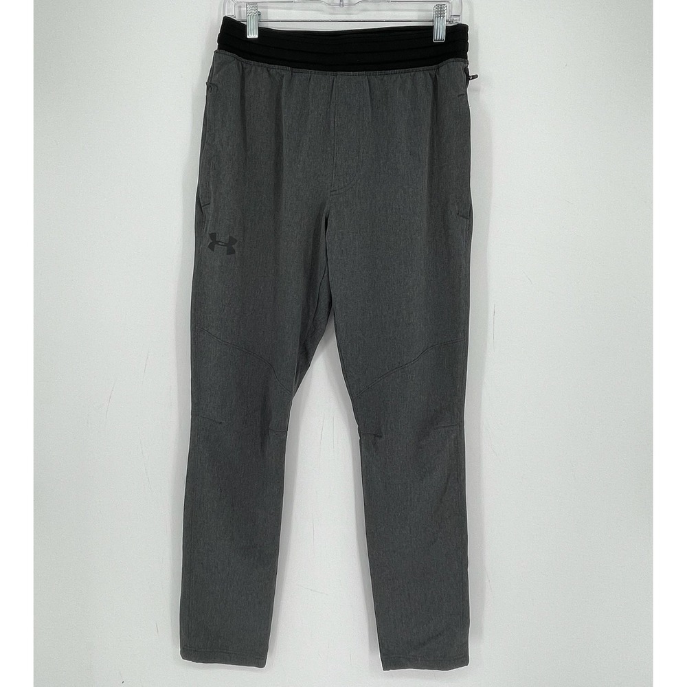 Under Armour Men's Gray Pockets Fitted Tapered Stretch Gym Jogger Pants Size M